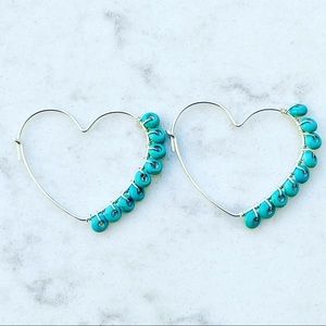 Handmade Turquoise and Sterling heart earrings